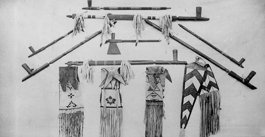 Traditional Blackfoot items. (Photo courtesy of Glenbow Museum Archives NA-668-62)